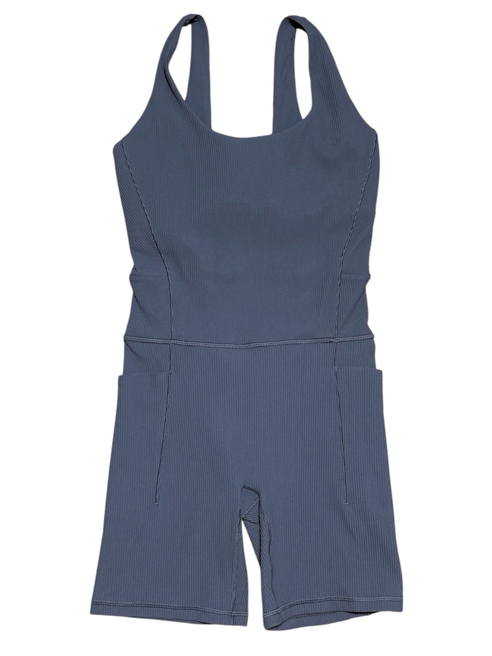 Athleta Salutation Rib Bike Suit NWOT In Granite Blue Sz S